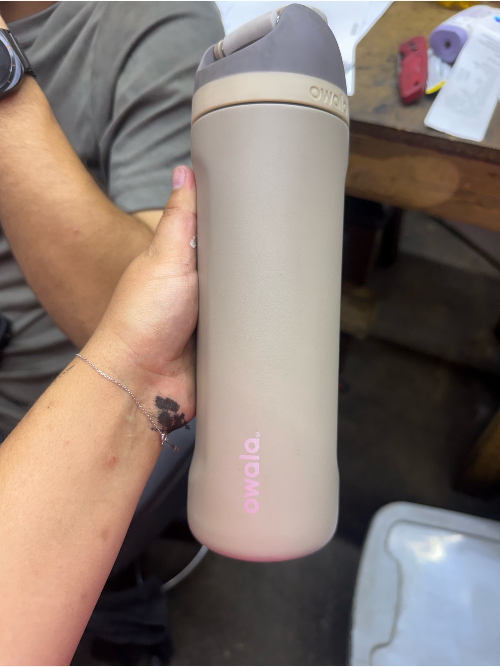 Owala Insulated Water Bottle in Light Taupe Starbucks Edition
